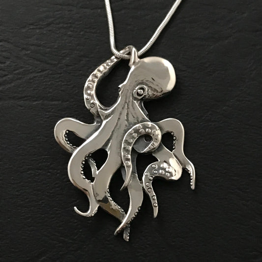 Octopus Pendant - Sterling Silver 43mm