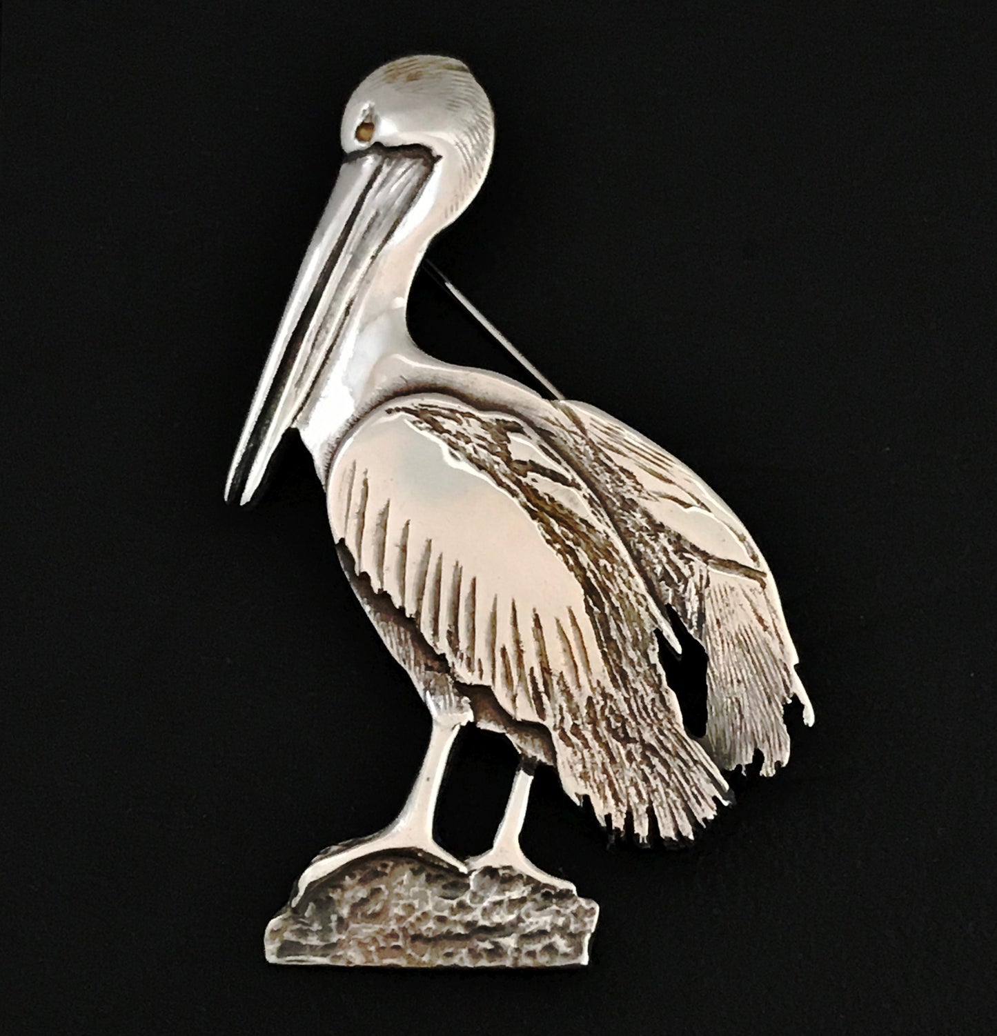 Pelican Brooch - Sterling Silver large