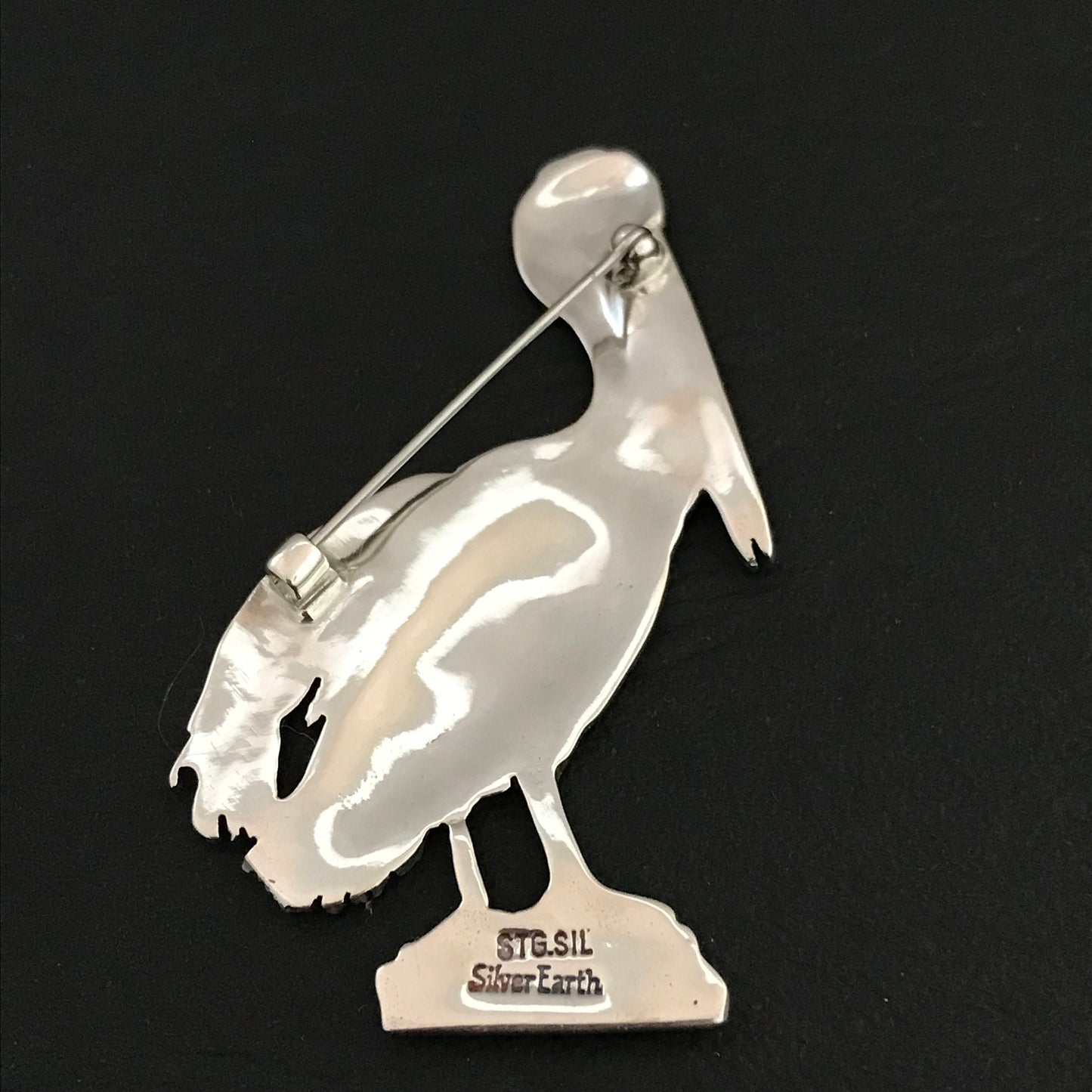 Pelican Brooch - Sterling Silver large