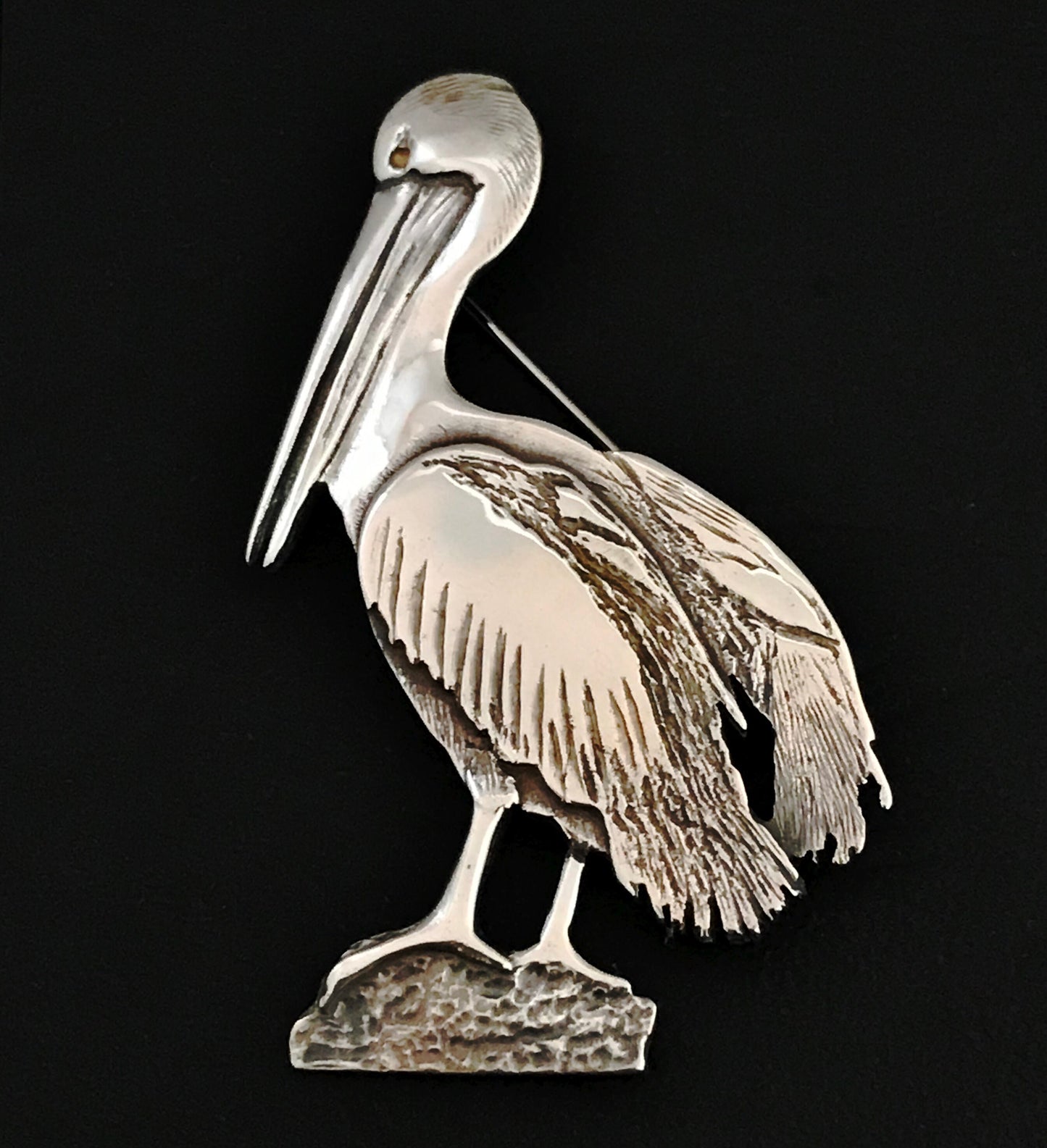 Pelican Brooch - Sterling Silver large