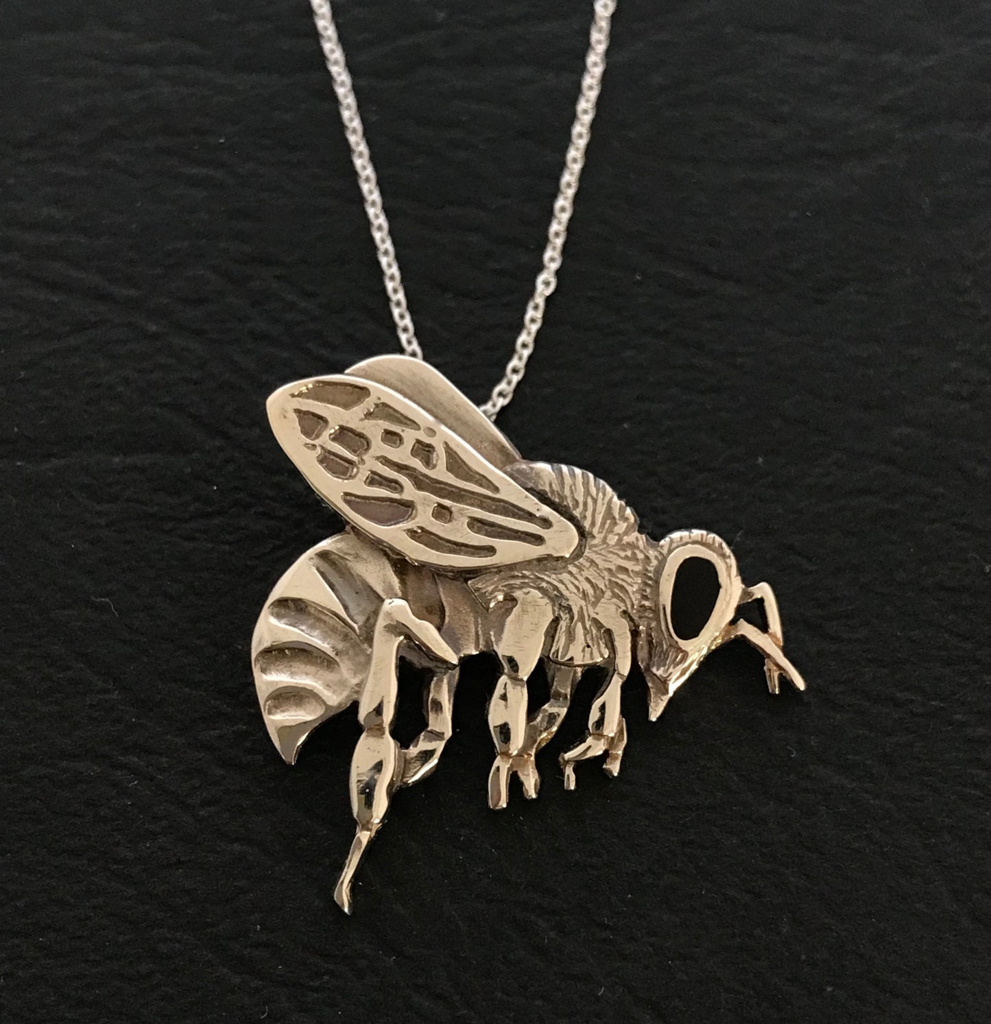 Bee Pendant - Sterling Silver and enamel 26mm