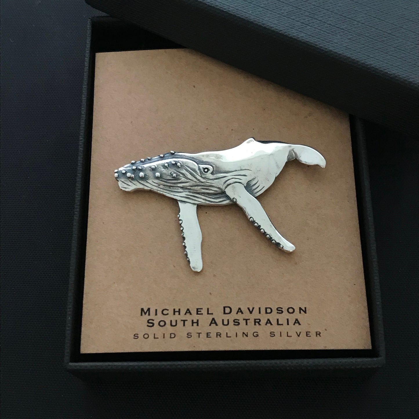 Humpback Whale Brooch- sterling Silver 49mm