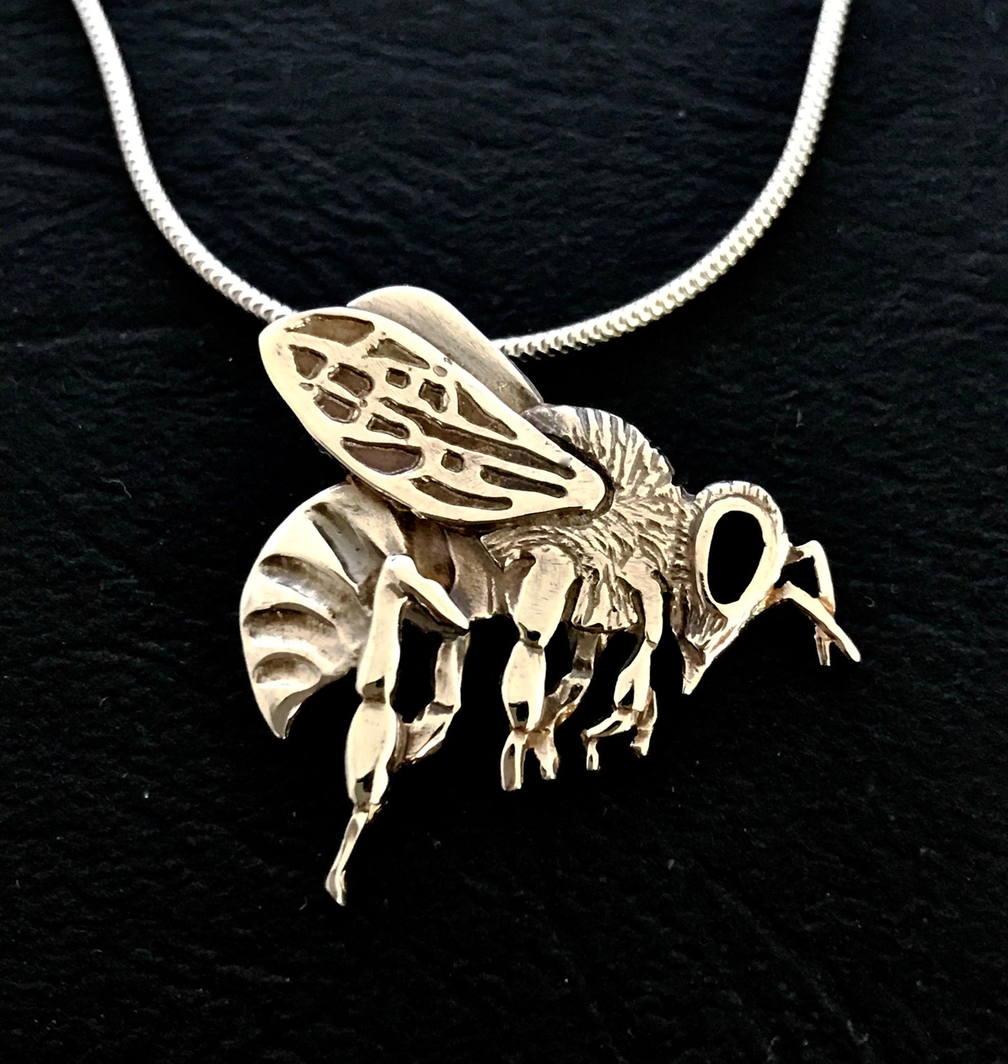 Bee Pendant - Sterling Silver and enamel 26mm