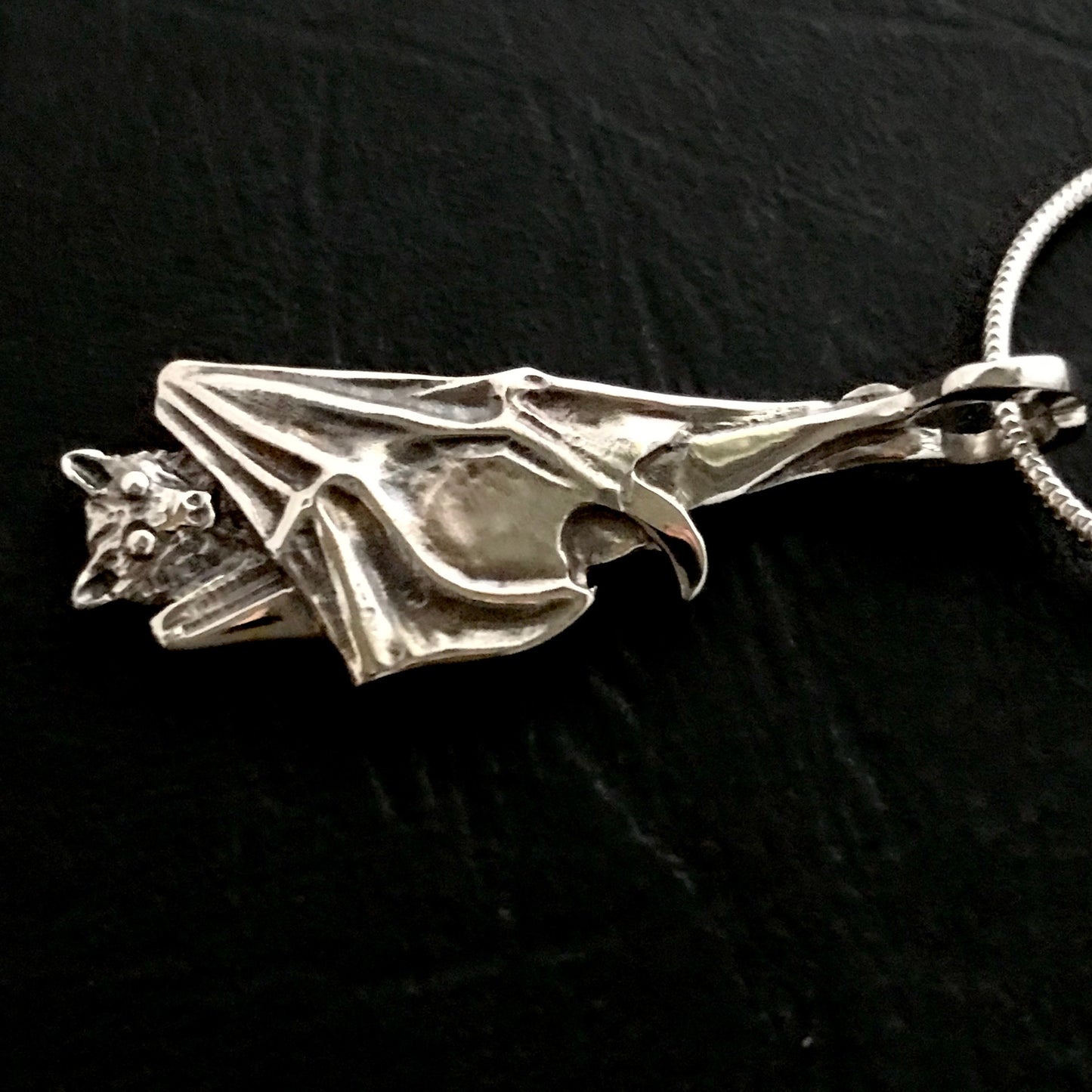 Bat Pendant- Flying Fox- Sterling Silver