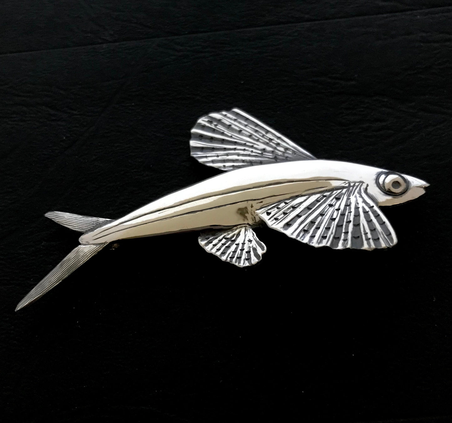 Flying Fish Brooch, Sterling Silver