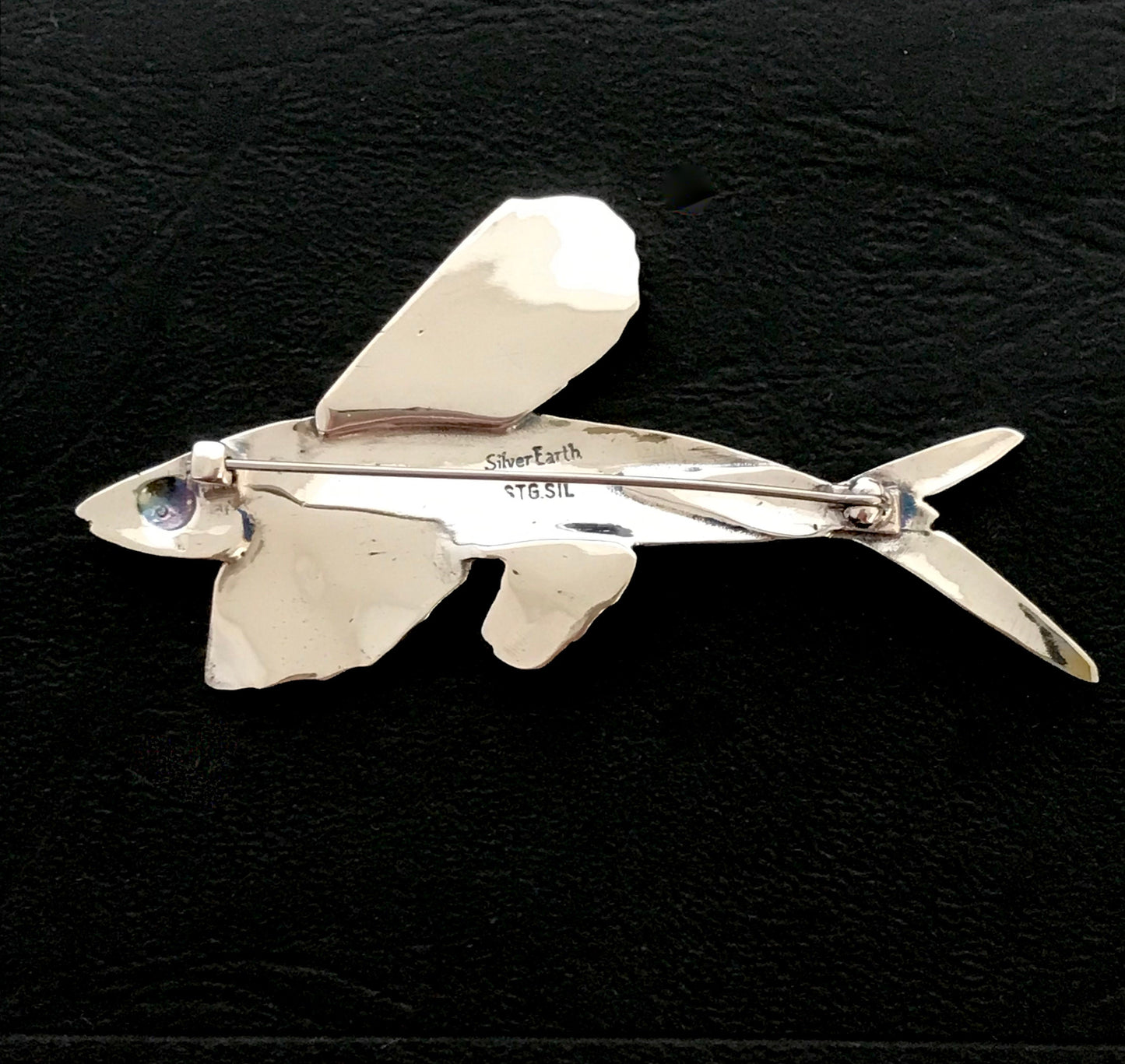 Flying Fish Brooch, Sterling Silver