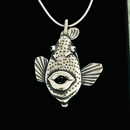 Trigger Fish Pendant- silver 38mm