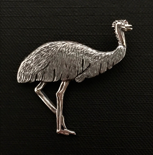 Emu Brooch - Sterling Silver 40mm