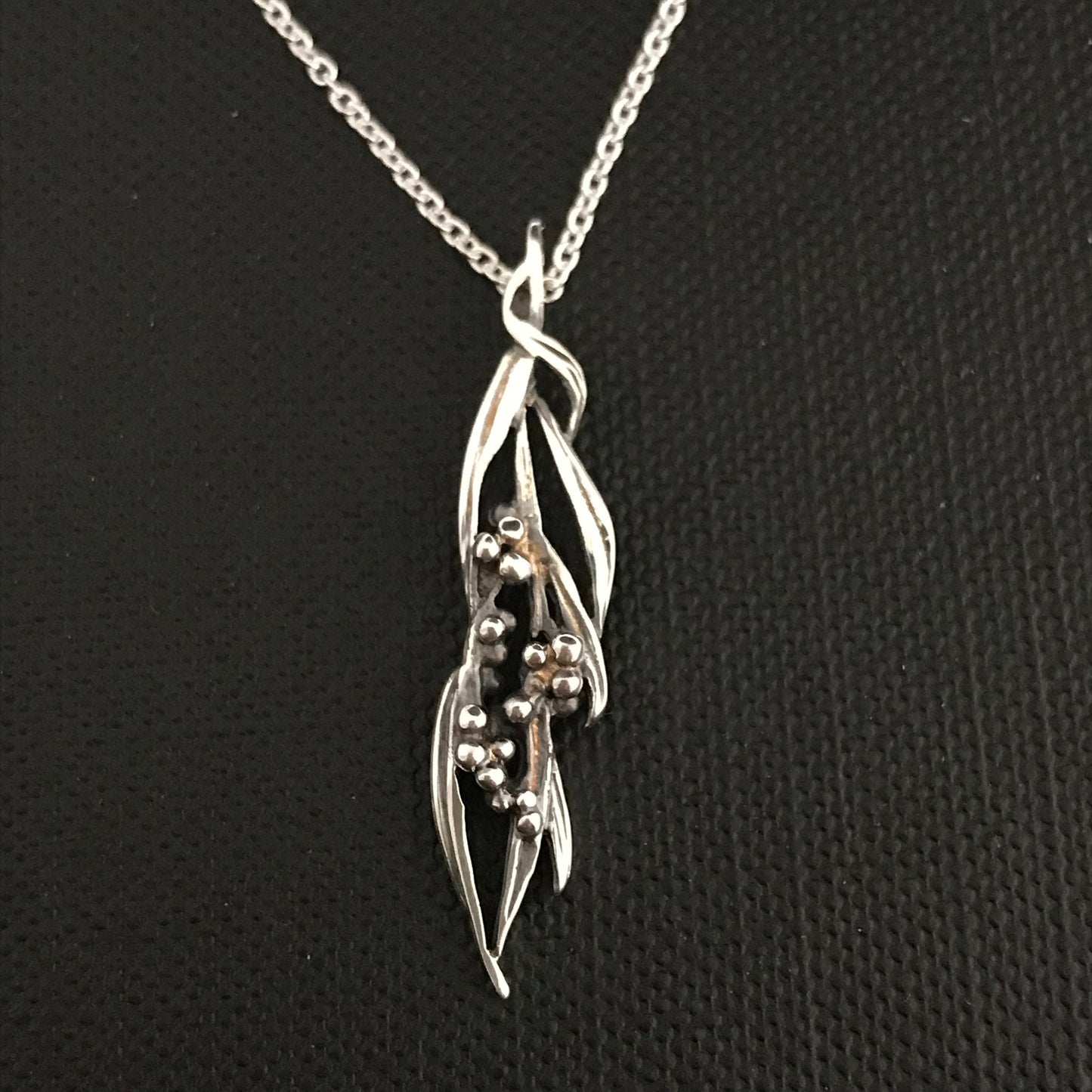 Wattle Necklace - sterling silver 34mm on 45 or 55cm chain