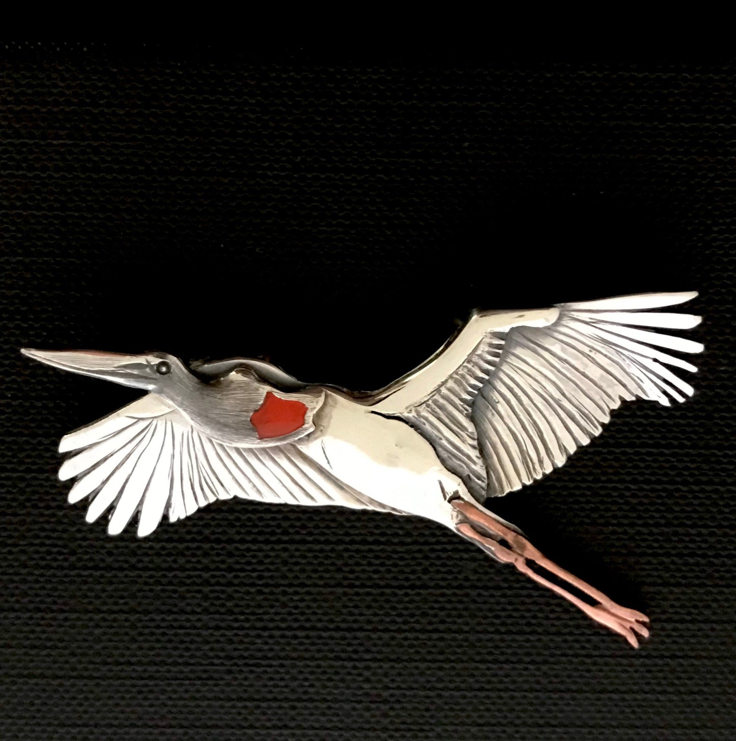 Jabiru- brooch- One off piece Sterling silver, copper