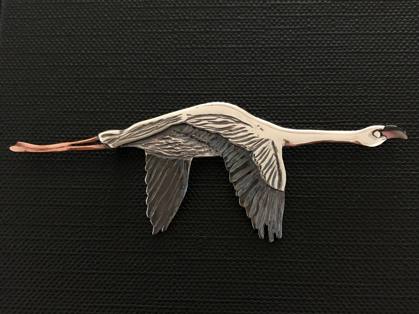 Flamingo in Flight Brooch- One off Piece