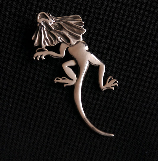 Frilly Lizard Brooch- sterling silver(solid) 55mm Aussie Souvenir, Australian Gift