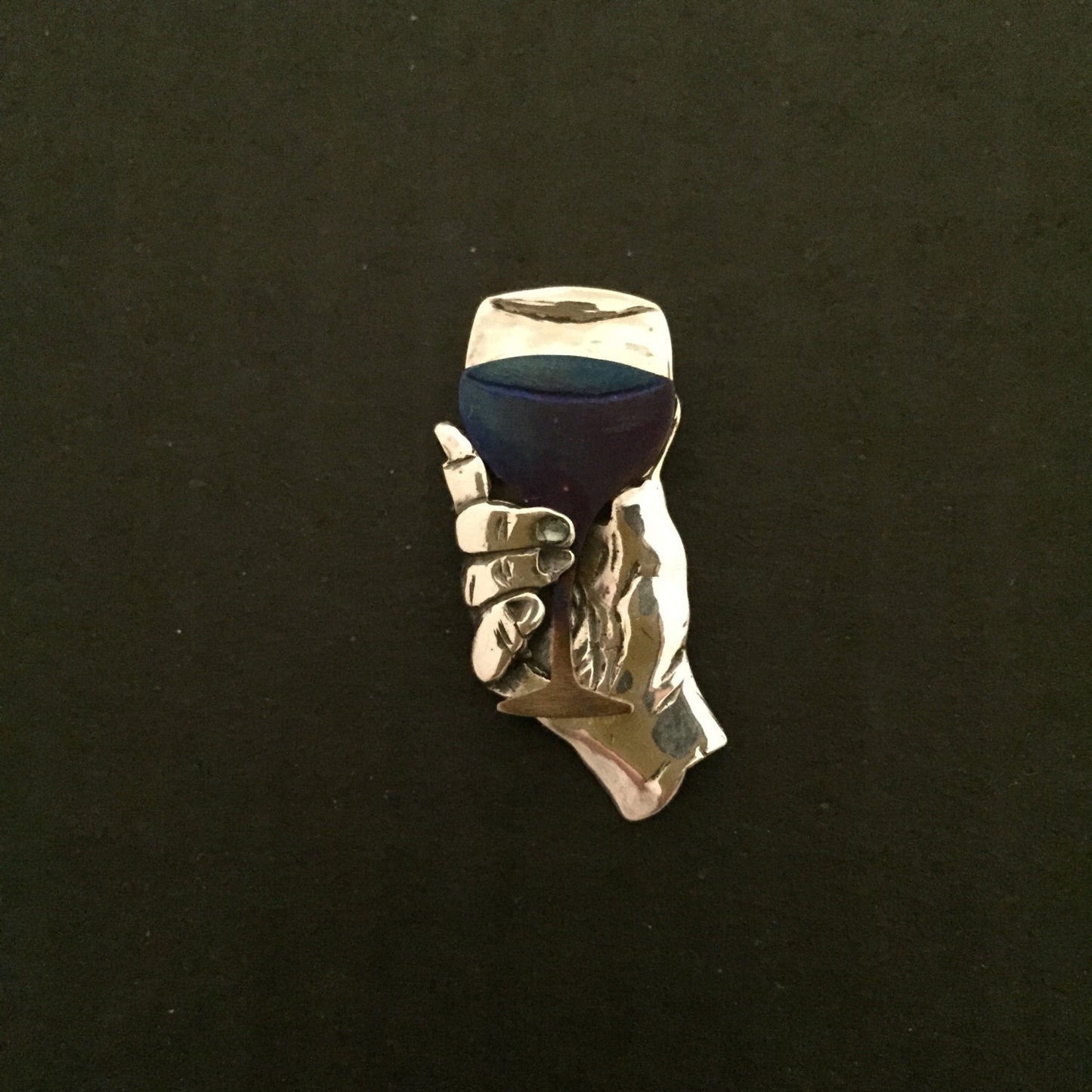 Wine Glass in Hand: silver titanium tie pin /lapel pin.