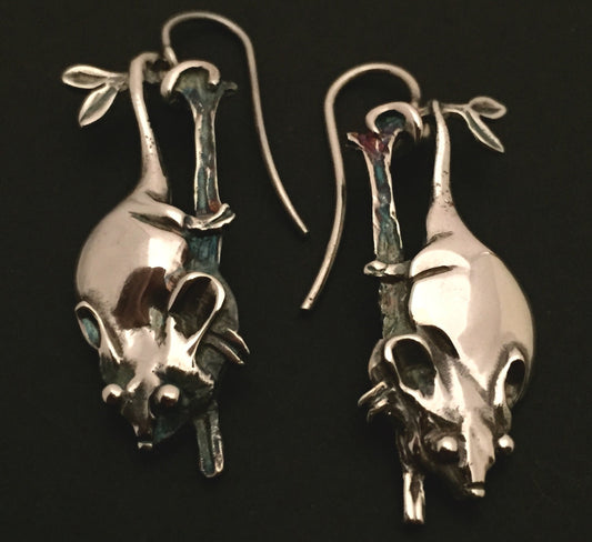 Possum hanging earings - sterling silver 30mm plus hook