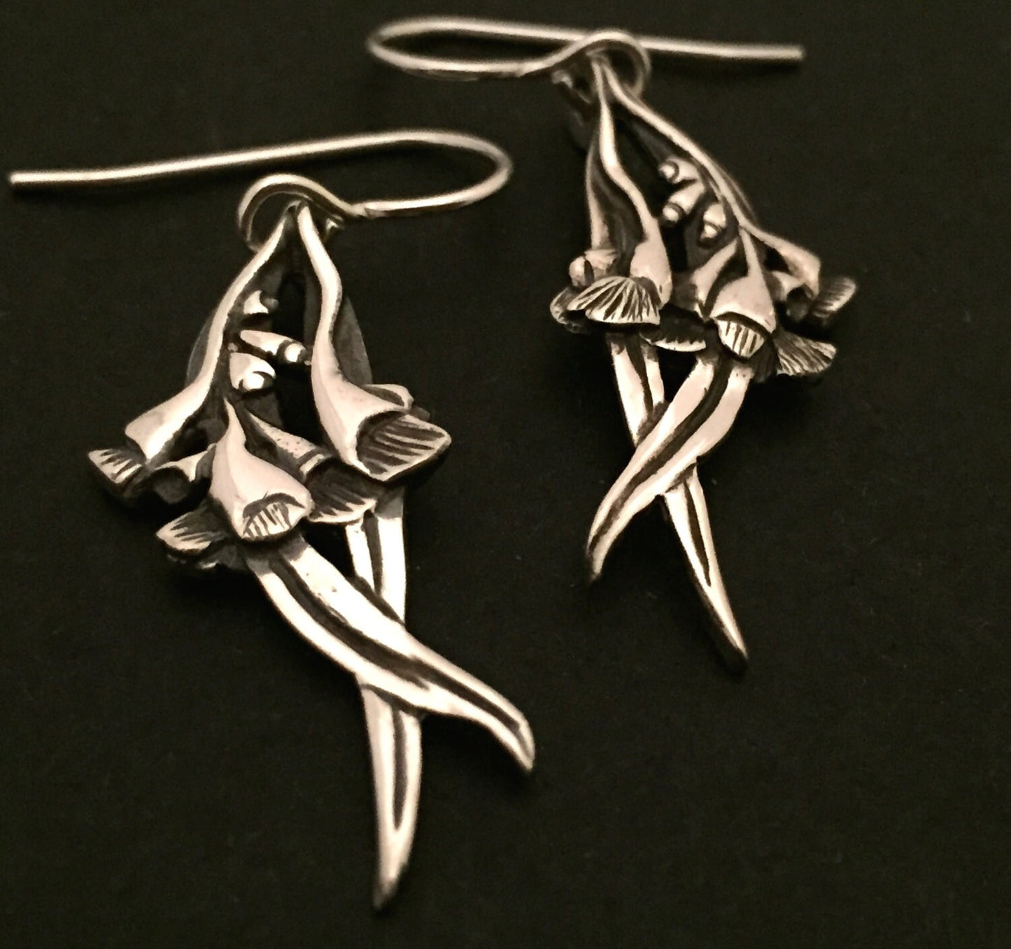 Gum Flower hanging earrings - sterling silver 30mm plus hook