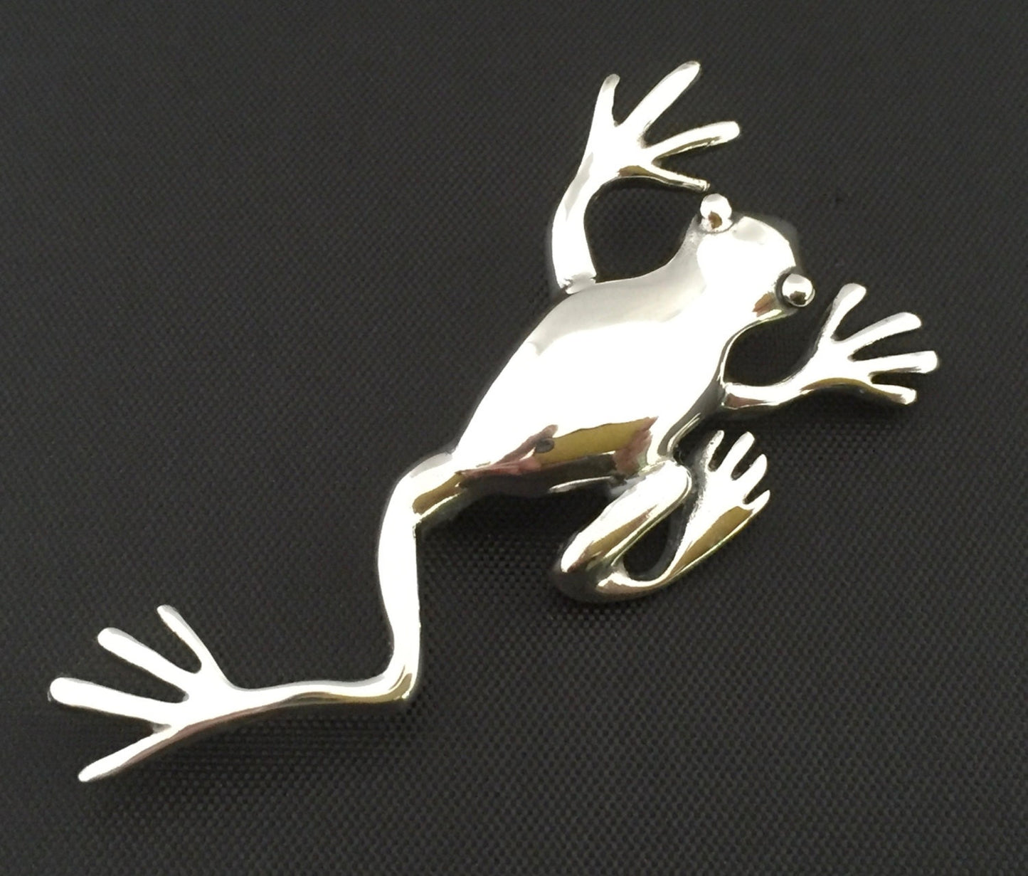 Frog Brooch -Large realistic 3D sterling silver